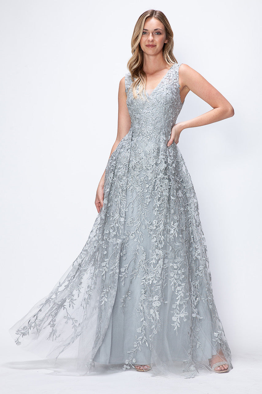 Formal Dress Long V-Neck Sleeveless A-Line Gown By Lenovia 8337-New Collection