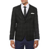 Skinny Cut Tweed Windowpane Pattern Dark Color Black And Grey Best Cheap Blazer For Affordable Cheap Priced Unique Fancy For Men Available Big Sizes On Sale Men Affordable Sport Coats Sale Jacket