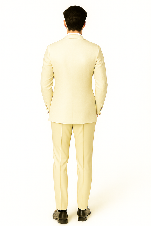 SKU#JA61572 Cream Suit - Ivory Tuxedo - Off White Paisley Suit - Floral Tuxedo - Wedding Tuxedo