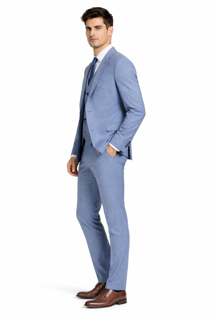 Slim Fit 2 Button Light Blue - Steel Blue - Wedding Suit - Dusty Blue Suit