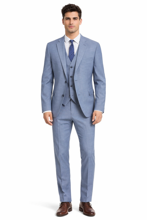 Slim Fit 2 Button Light Blue - Steel Blue - Wedding Suit - Dusty Blue Suit