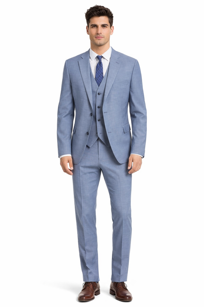 Slim Fit 2 Button Light Blue - Steel Blue - Wedding Suit - Dusty Blue Suit