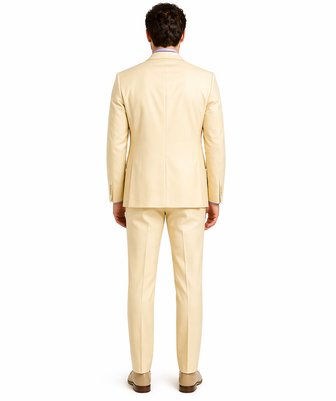 Slim Fit 3 Piece Satin Suit in Champagne Beige