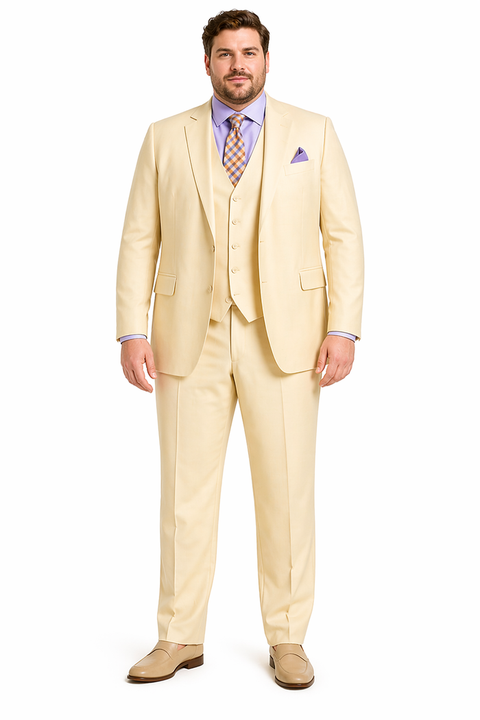 Slim Fit 3 Piece Satin Suit in Champagne Beige