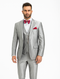 Slim Fit 3 Piece Satin Suit in Silver