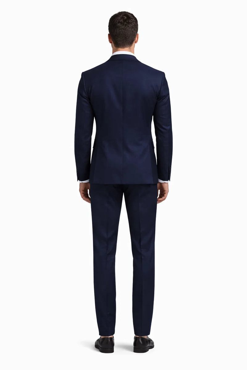 Slim Fit Double Breasted Suit Gold Buttons - Navy Suit - Designer Wool Suits