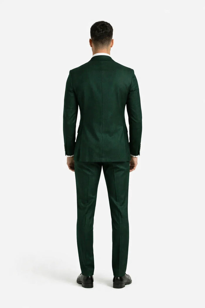 Slim Fit Double Breasted Suit Gold Buttons - Olive Suit - Designer Wool Suits