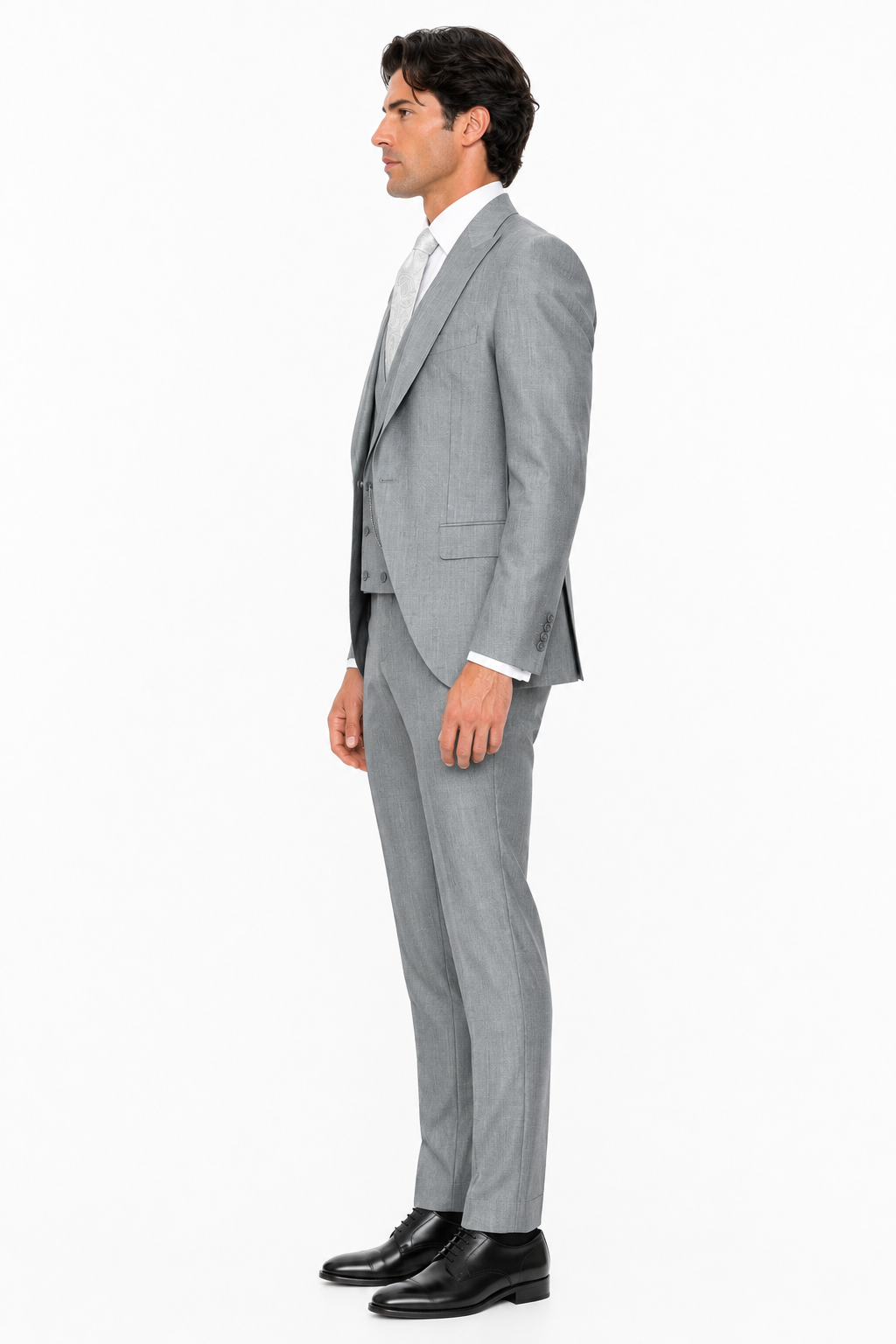 Slim Fit Suit - Vested Morning Light Grey Suit