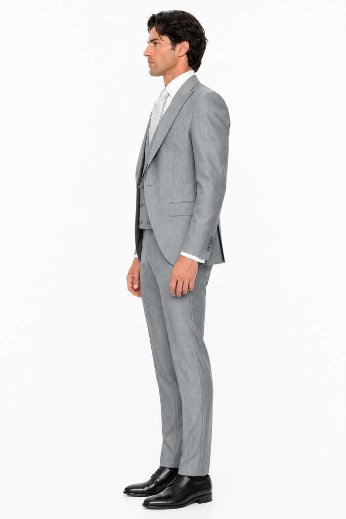 Slim Fit Suit - Vested Morning Light Grey Suit