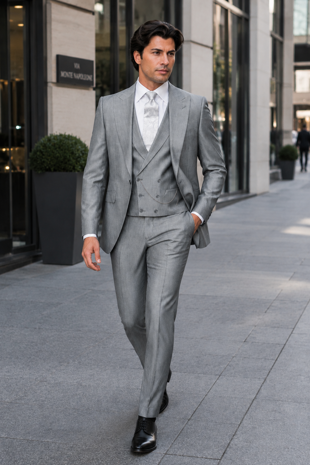 Slim Fit Suit - Vested Morning Light Grey Suit