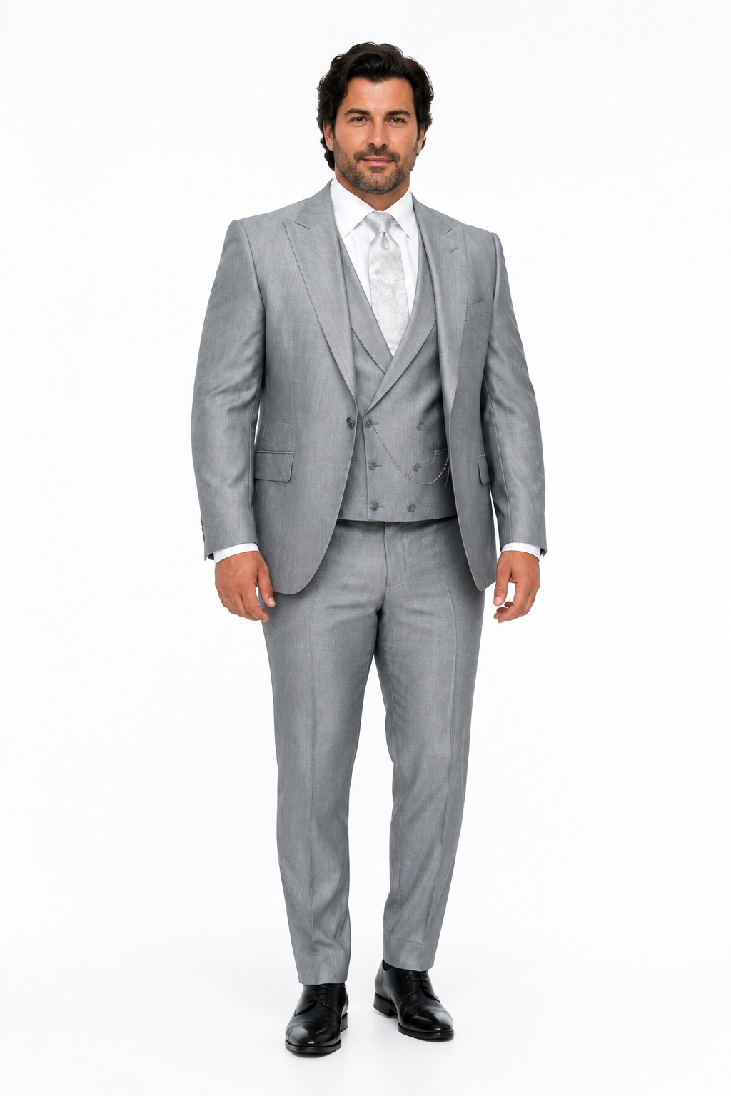 Slim Fit Suit - Vested Morning Light Grey Suit