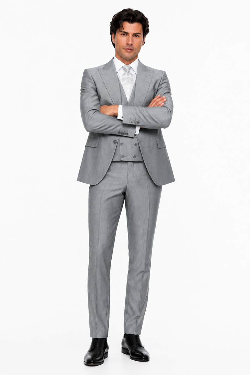 Slim Fit Suit - Vested Morning Light Grey Suit