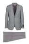 Light gray Tiglio Italian suit: two-piece, tailored jacket and flat-front trousers. Jacket: notched lapels, single-button, lined interior. Trousers: side pockets, slim cut. Classic Italian style.
