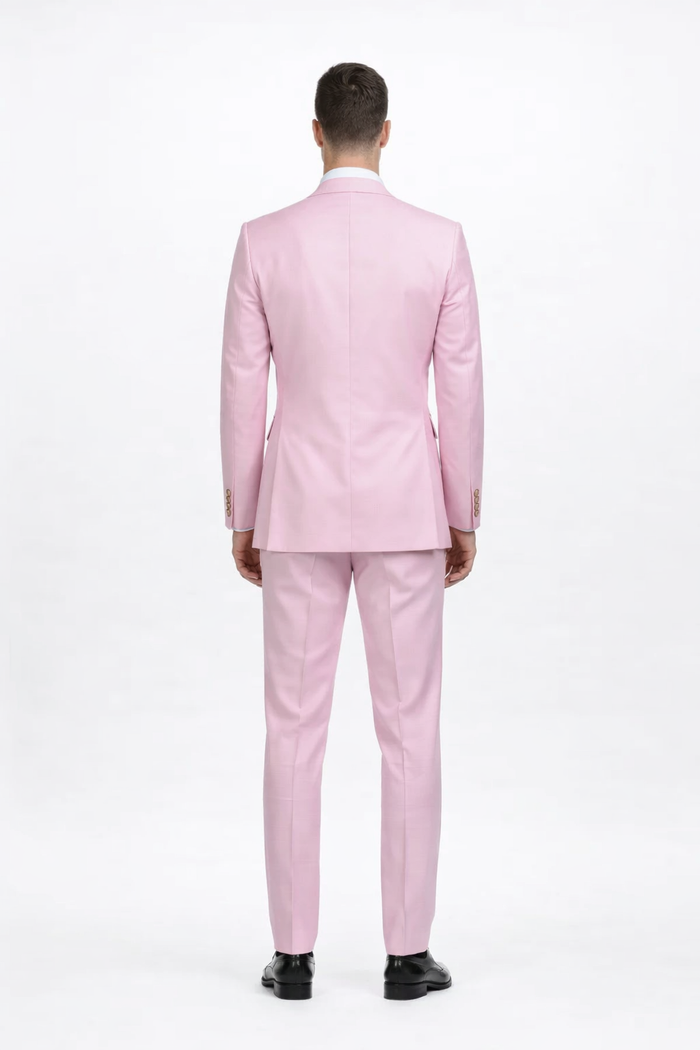 Slim Fitted Cut Mens Double Breasted Blazer - Light Pink Double Breasted Sport Coat