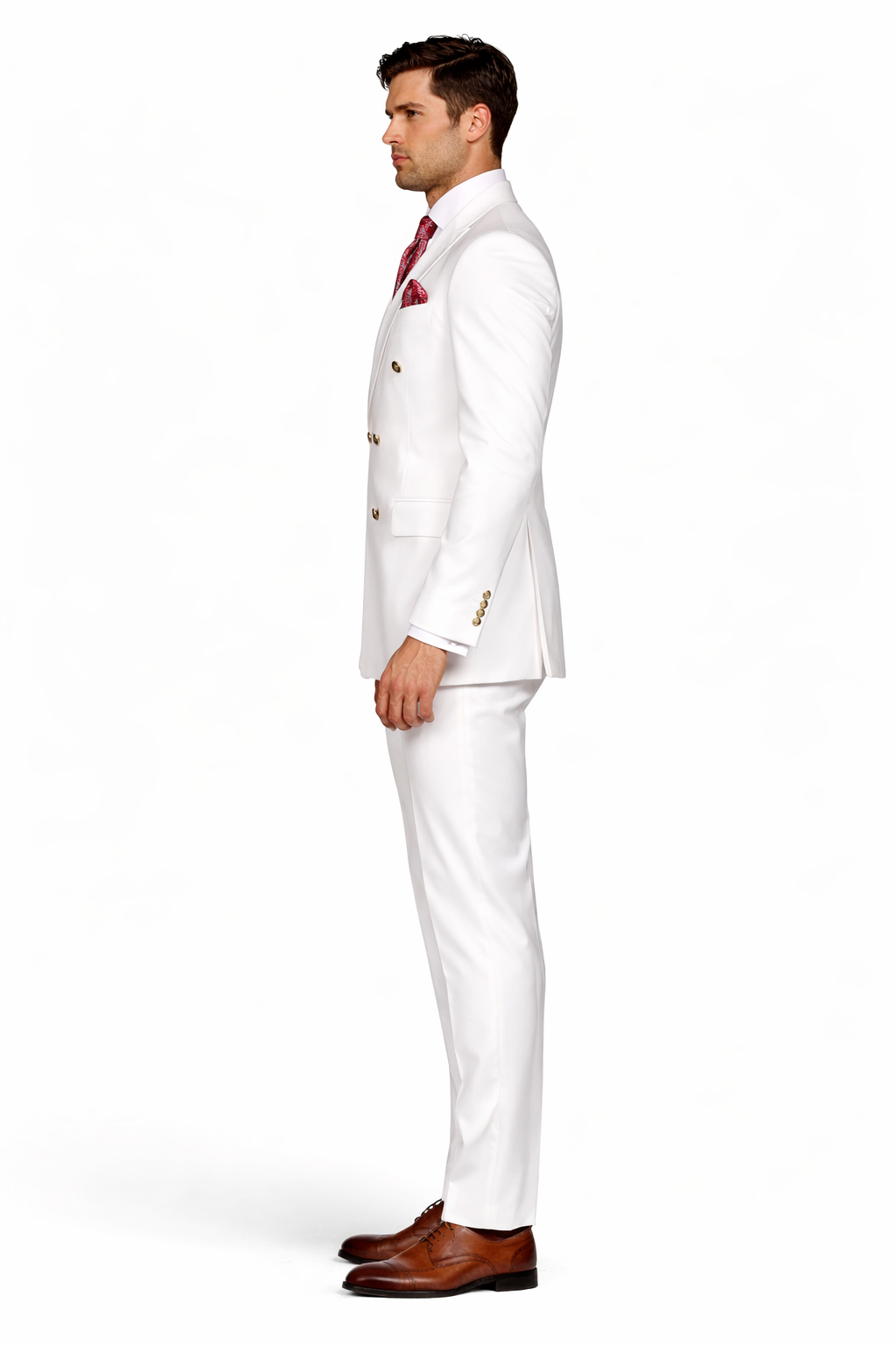 Slim Fitted Cut Mens Double Breasted Blazer - White Double Breasted Sport Coat