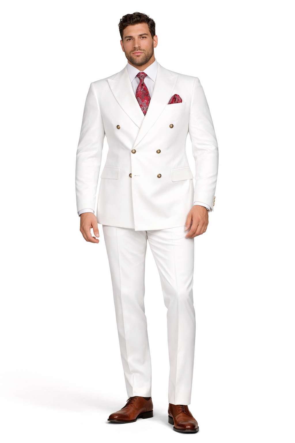 Slim Fitted Cut Mens Double Breasted Blazer - White Double Breasted Sport Coat