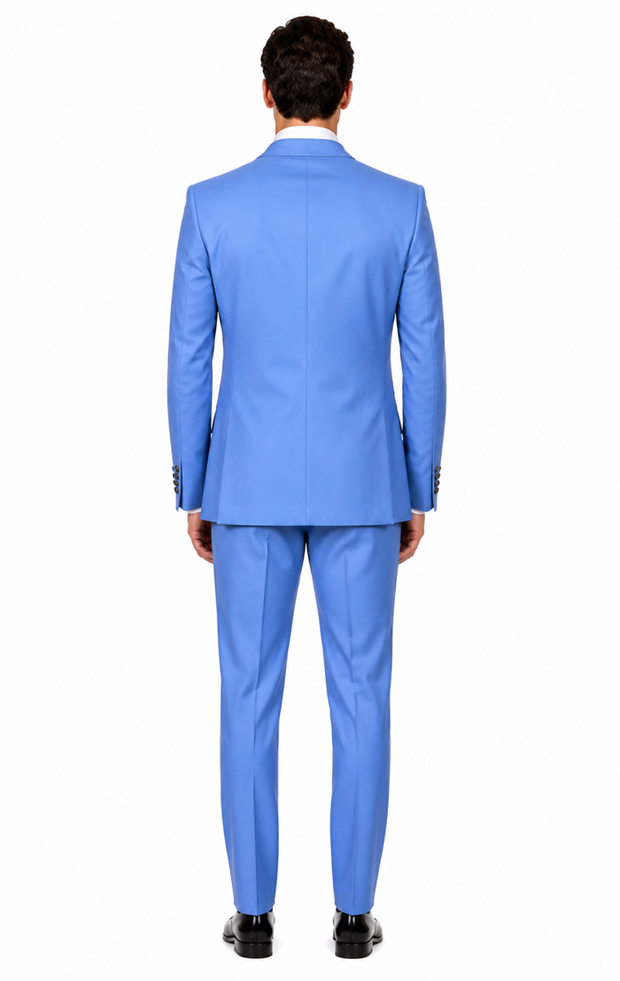Slim Fitted Cut Mens Double Breasted Suit - Fabric - Flat Front Pants