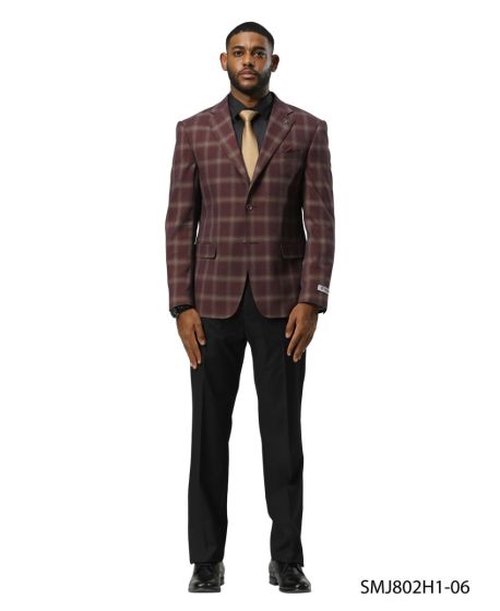 Stacy Adams Mens Hybrid Fit Sport Coat - Glen Plaid Pattern