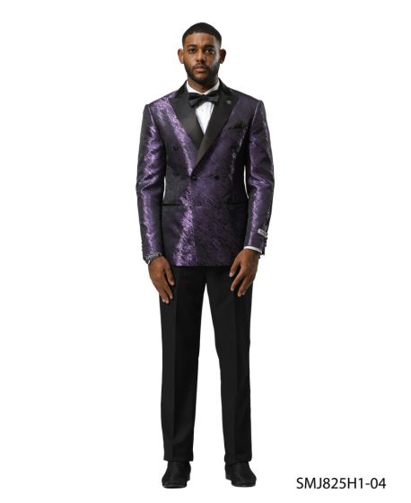 Stacy Adams Men’s High Fashion Pattern Sport Coat, Hybrid Fit Formal Blazer in Red, Silver, Bronze and Purple