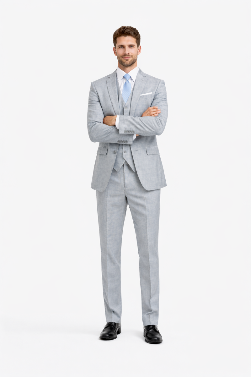 Smoking Traje - Esmoquin - Smoking Para Hombre - Matching Top Collar Light Grey Tuxedo