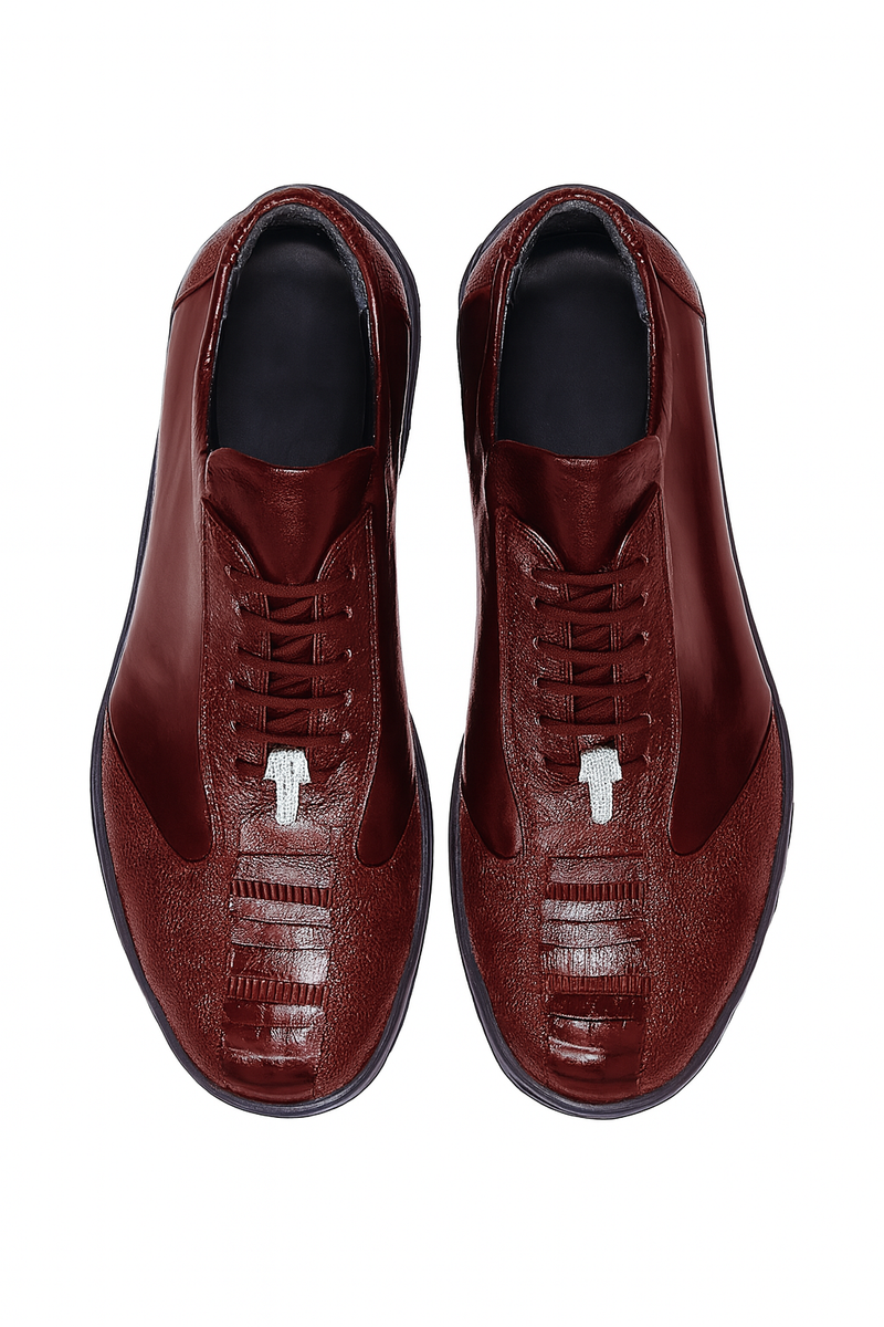 Sneaker de Piel de Avestruz Pata Vino