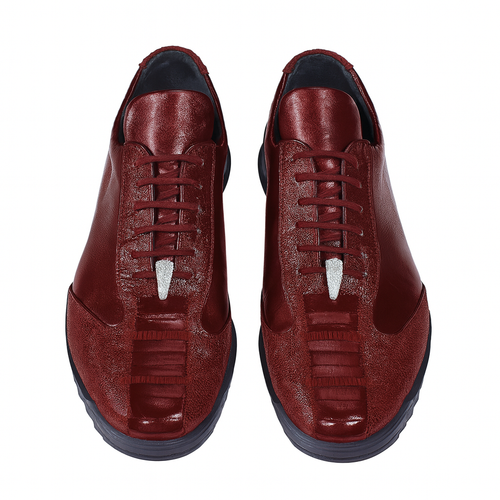 Sneaker de Piel de Avestruz Pata Vino