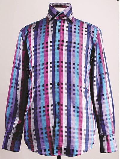 Blue Men's Regular Fit Sports Shirt - Fancy Tonal Square Pattern