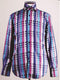 Blue Men's Regular Fit Sports Shirt - Fancy Tonal Square Pattern