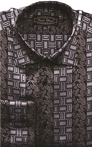 "Paisley Pattern Men's Regular Fit Sports Shirt - Black"