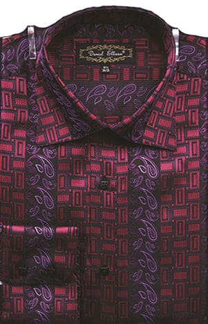 "Paisley Pattern Men's Sports Shirt - Regular Fit, Red, Fancy Tonal"