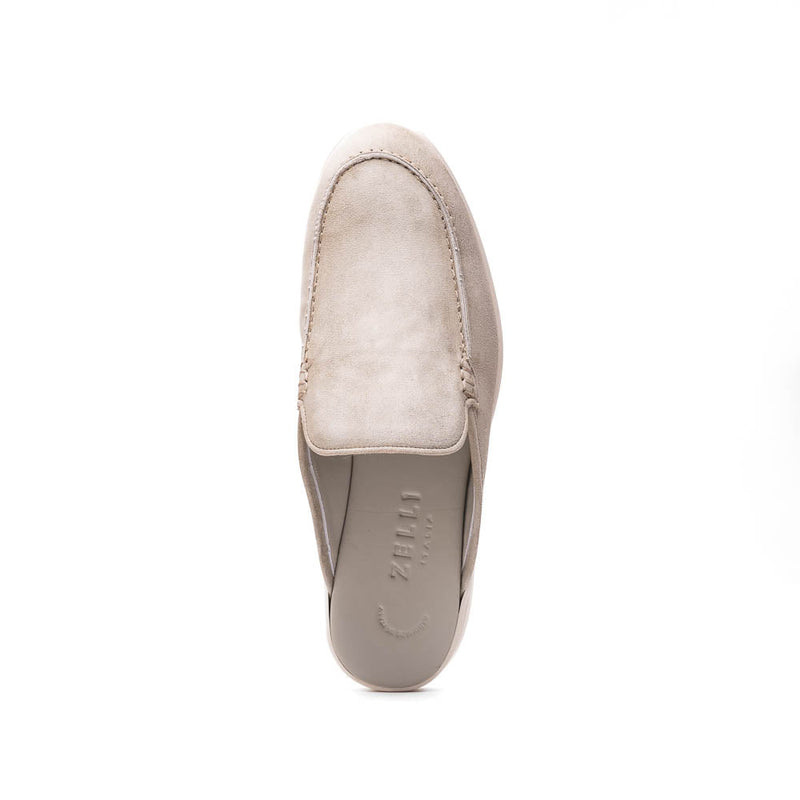 Zelli Soro Sueded Goatskin Slip-On Mule in Grey