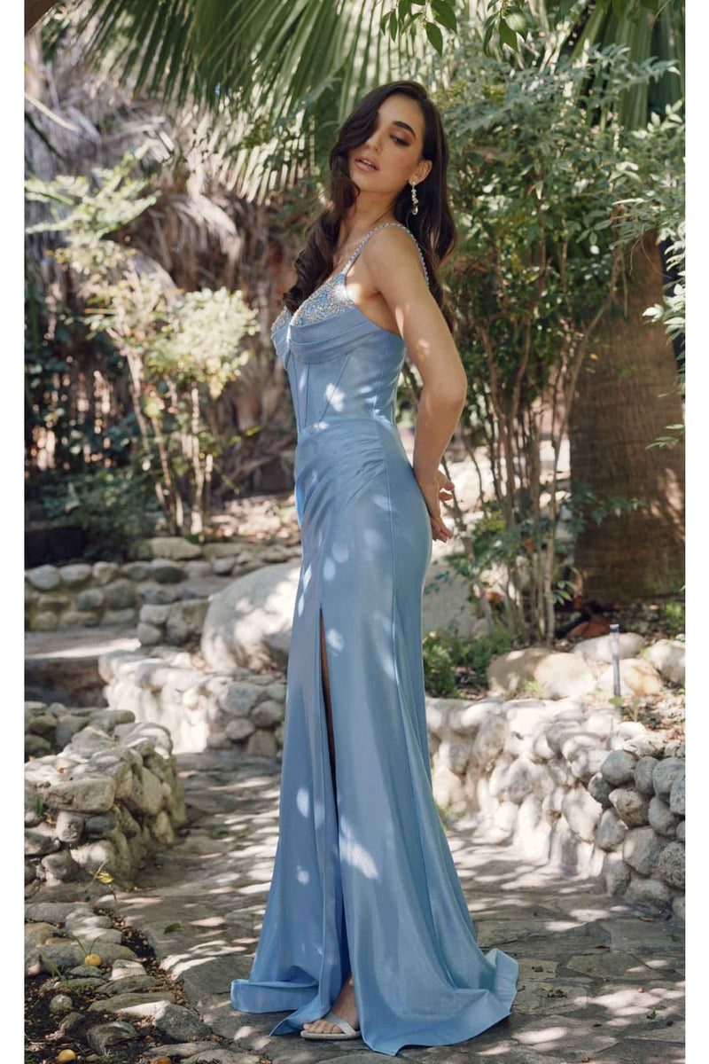 Spaghetti Strap Ruched Prom Gown by Juliet JT2434A