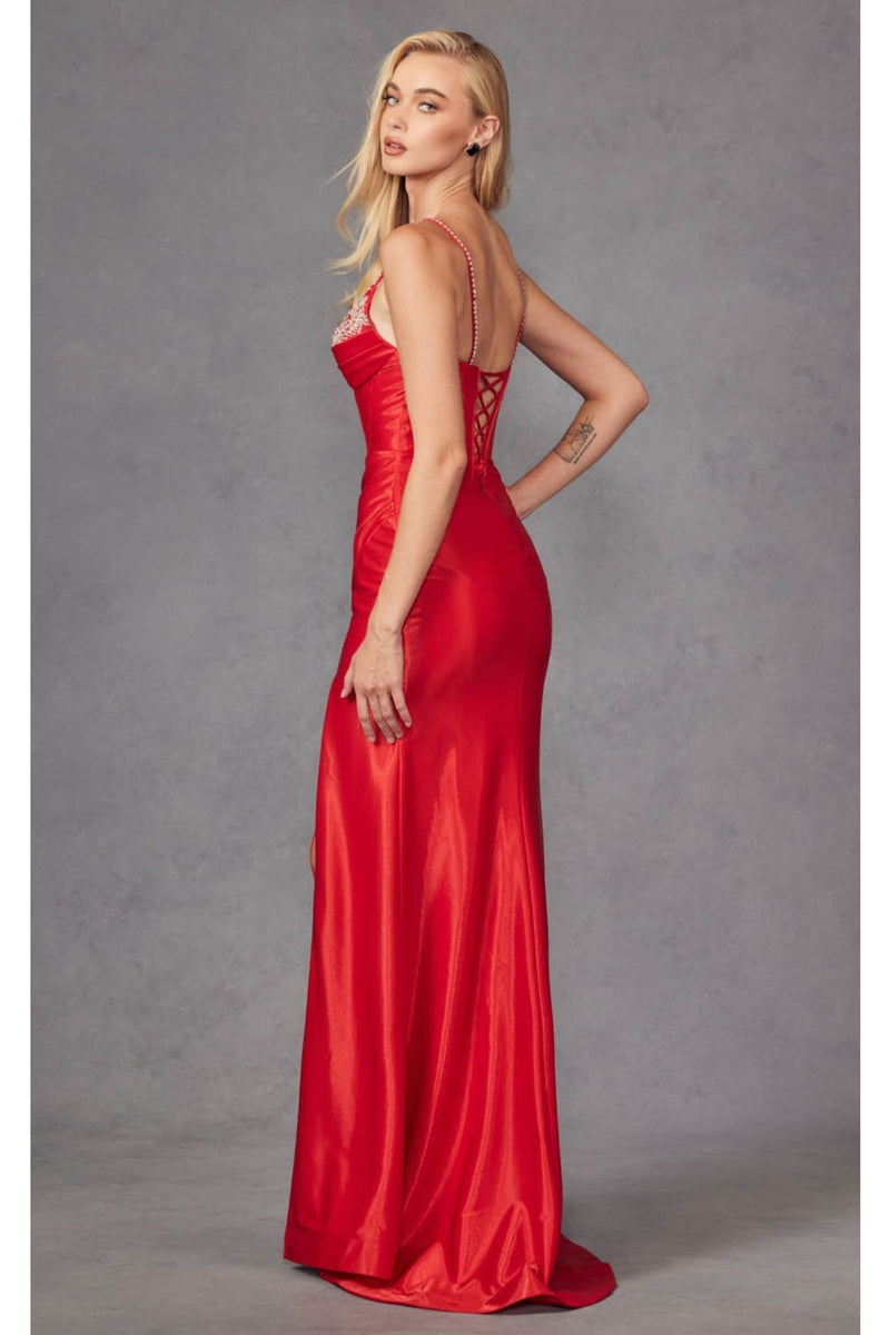 Spaghetti Strap Ruched Prom Gown by Juliet JT2434A