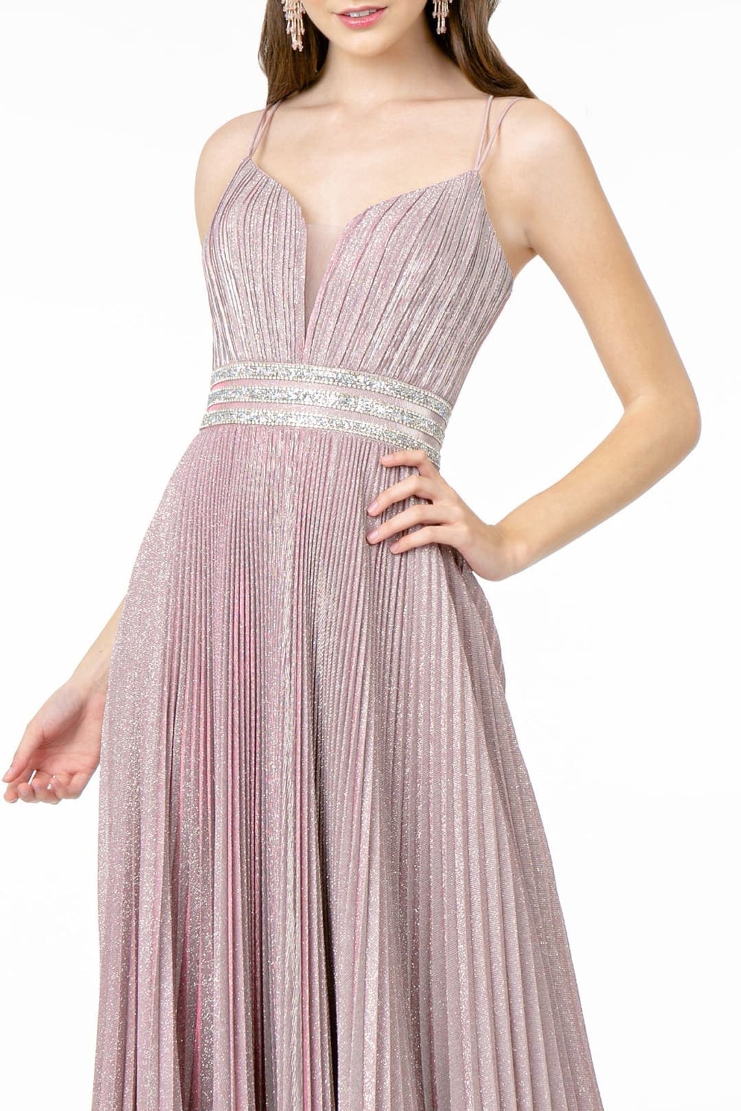 Pleated Glitter Prom Dress by Elizabeth KGL2905