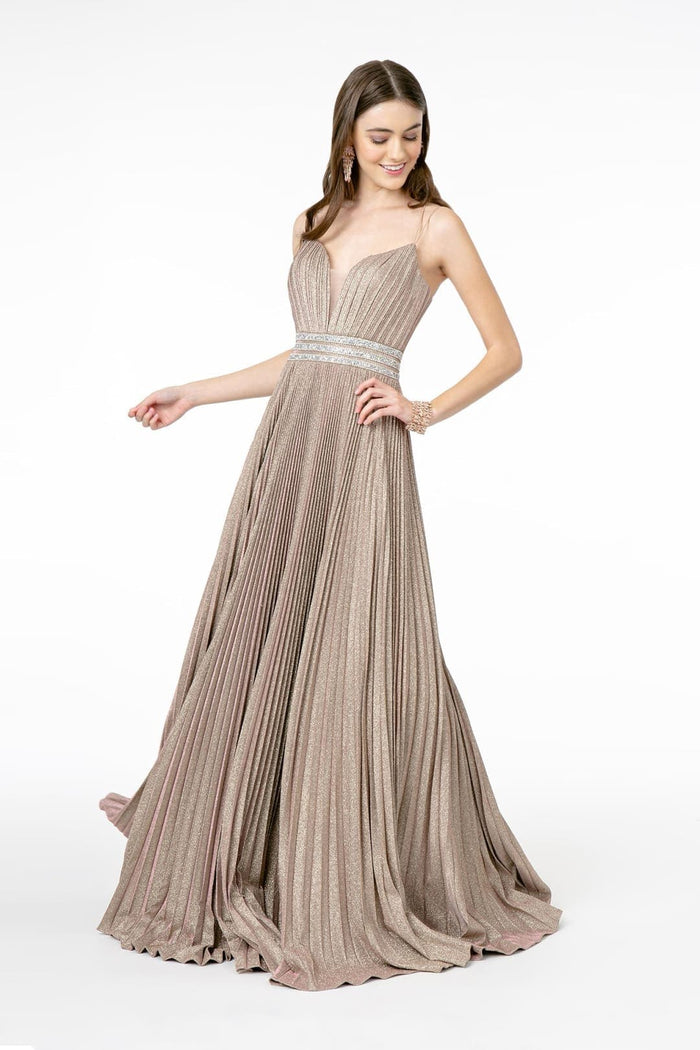 Pleated Glitter Prom Dress by Elizabeth KGL2905