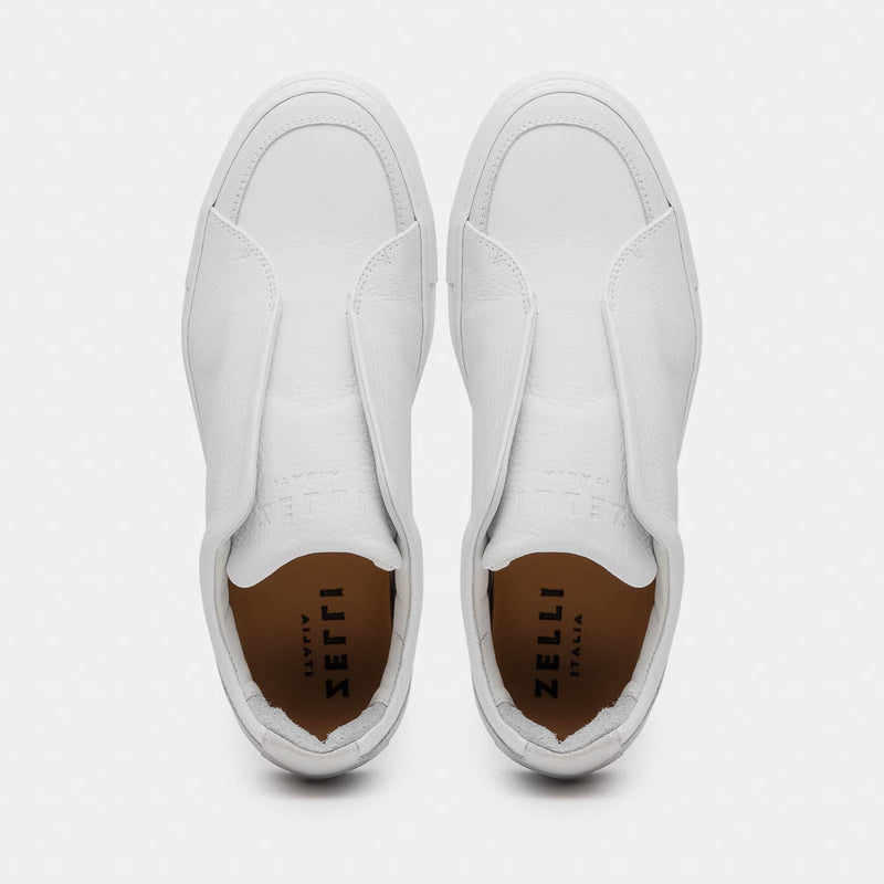 Zelli Spettacolare Pebble Grain Slip On Sneakers White (65-225-WHT)