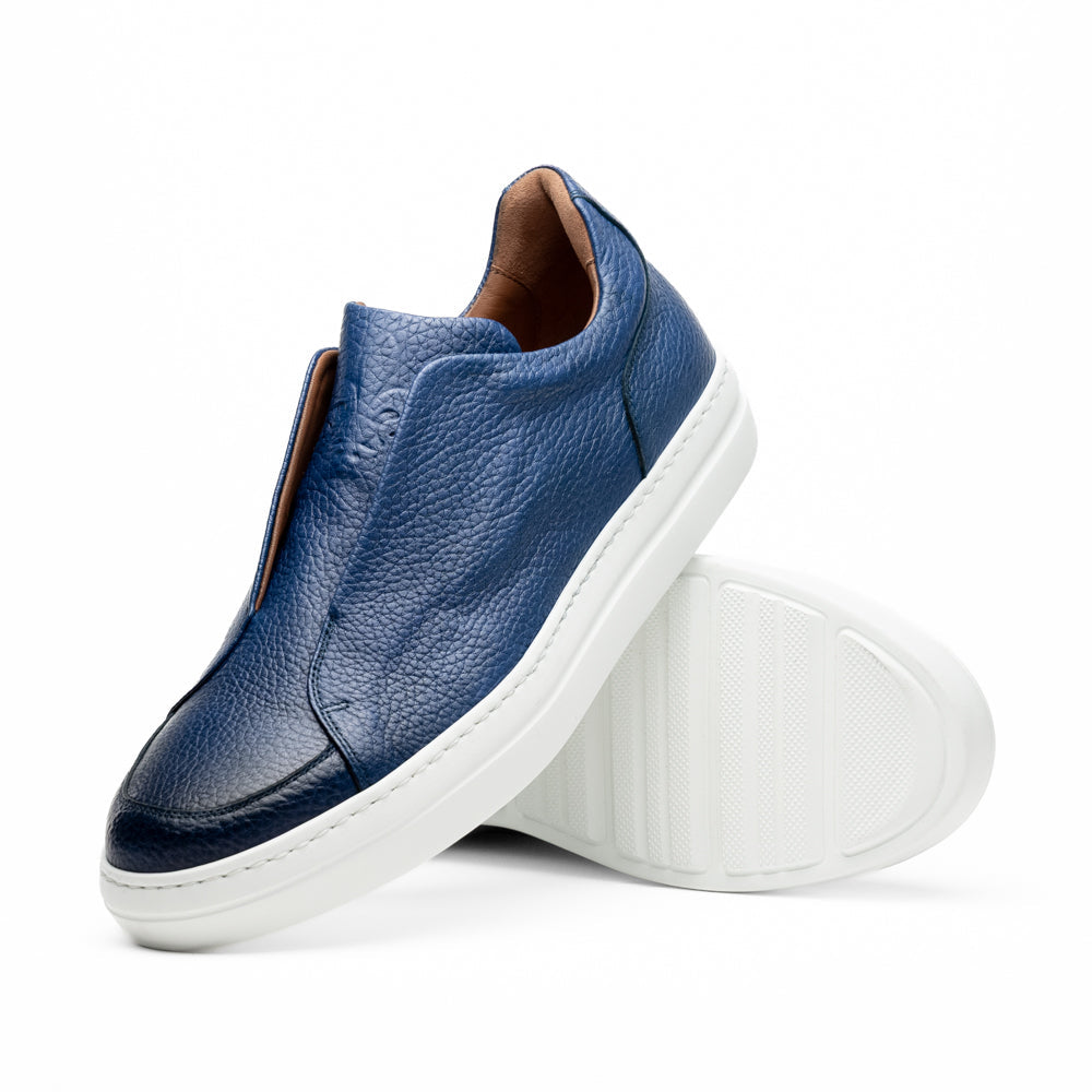 Zelli Spettacolare Pebble Grain Calfskin & Suede Slip-On Sneaker