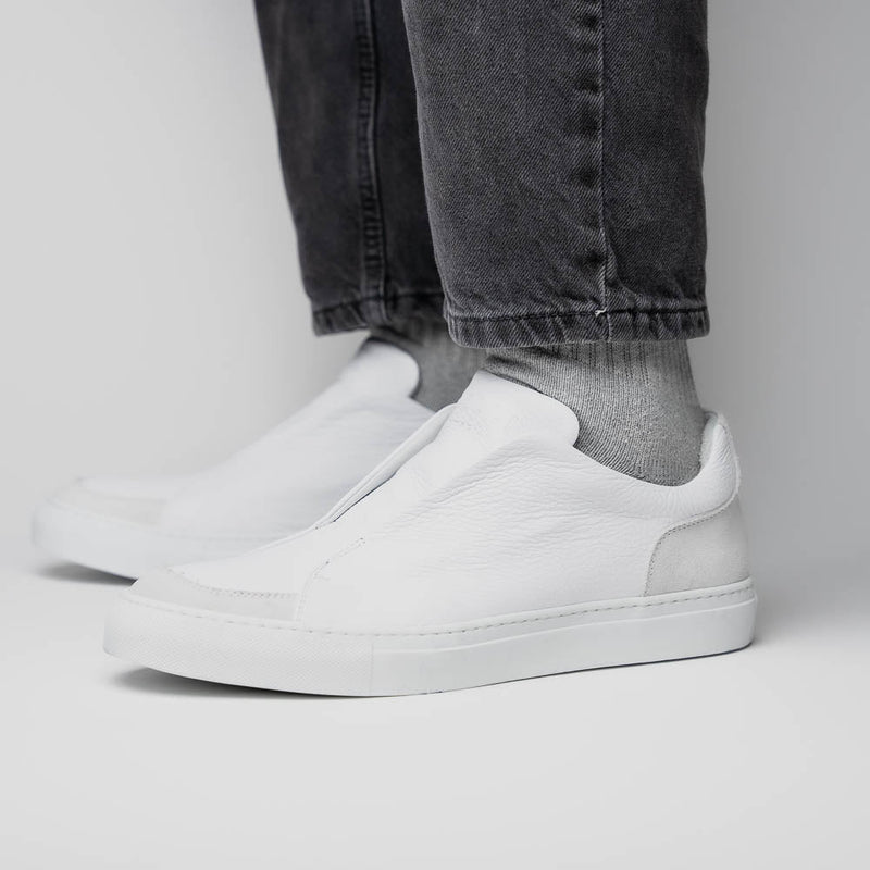 Zelli Spettacolare Pebble Grain Slip On Sneakers White (65-225-WHT)
