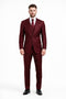 Mens Stacy Adams Suits - Designer Suit - 3 Piece Suit - Vested Suit - Flat Front Pant- Modern Fit Suits Burgundy Suit