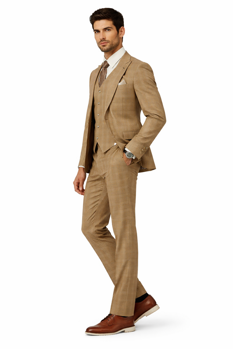 Stacy Adams Men's 3 Piece Glen Check Suit - Hybrid Fit