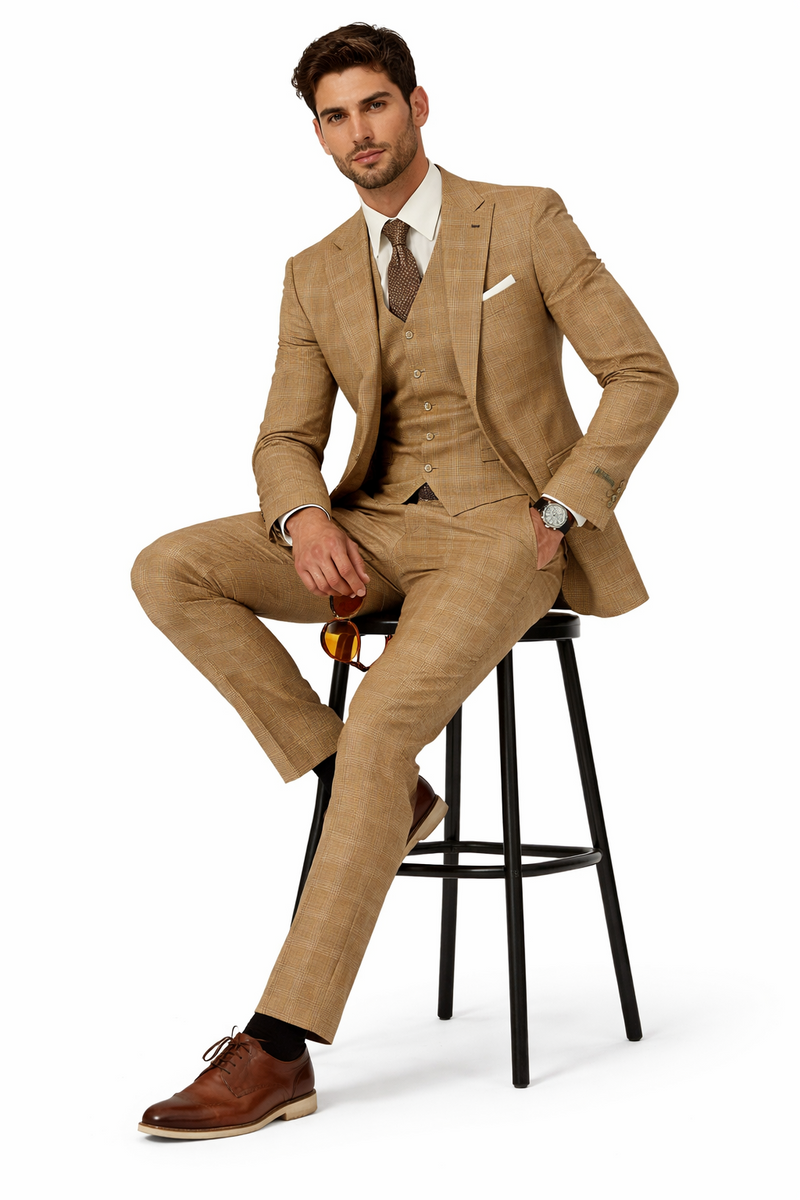 Stacy Adams Men's 3 Piece Glen Check Suit - Hybrid Fit