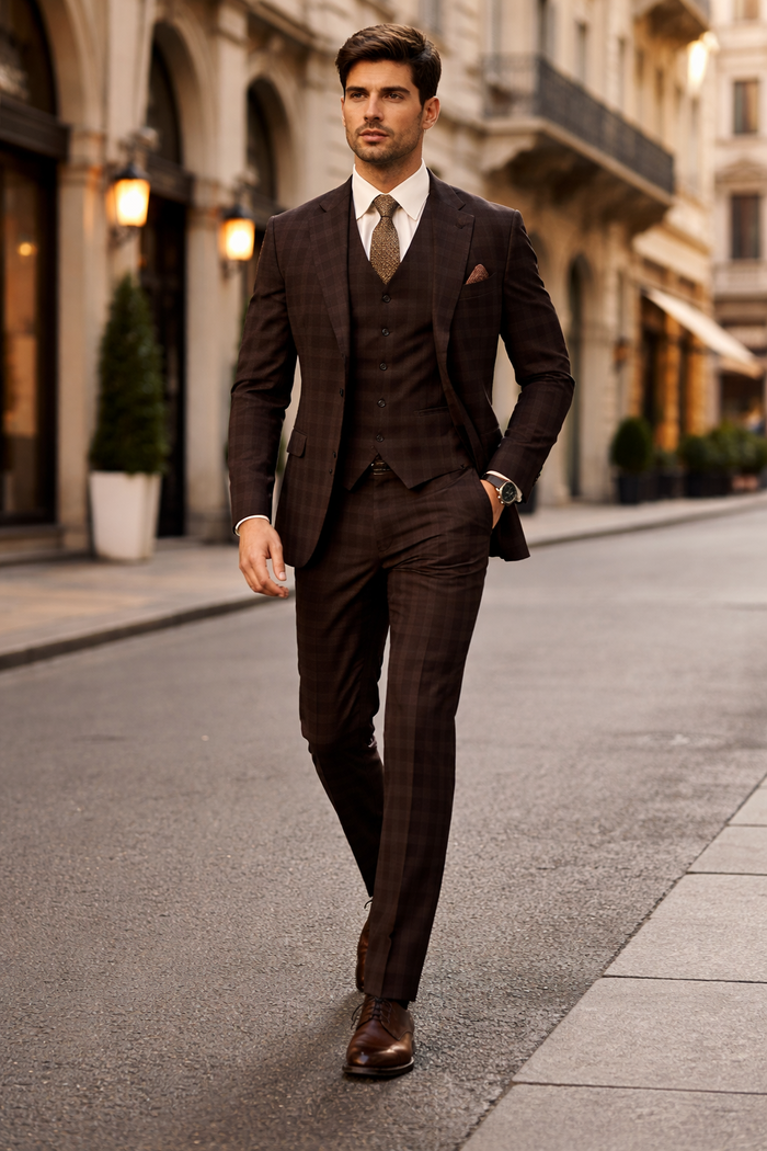 Stacy Adams Men's 3 Piece Glen Check Suit - Hybrid Fit