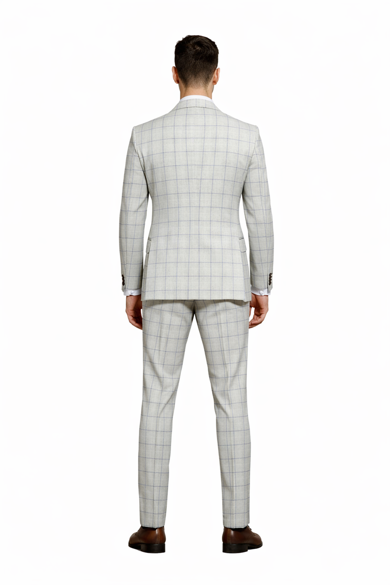 Stacy Adams Men's 3 Piece Hybrid Fit Suit - Twin Lined Windowpane