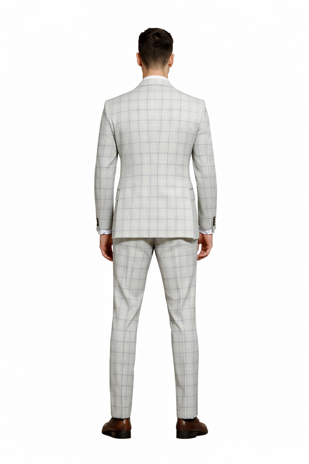 Stacy Adams Men's 3 Piece Hybrid Fit Suit - Twin Lined Windowpane