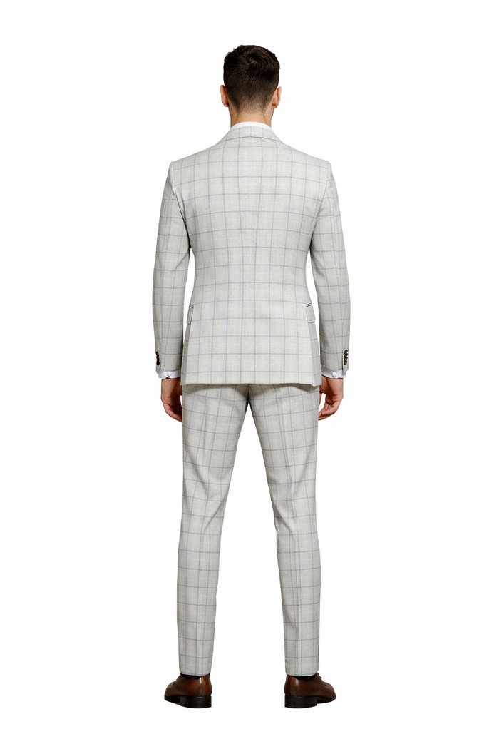 Stacy Adams Men's 3 Piece Hybrid Fit Suit - Twin Lined Windowpane