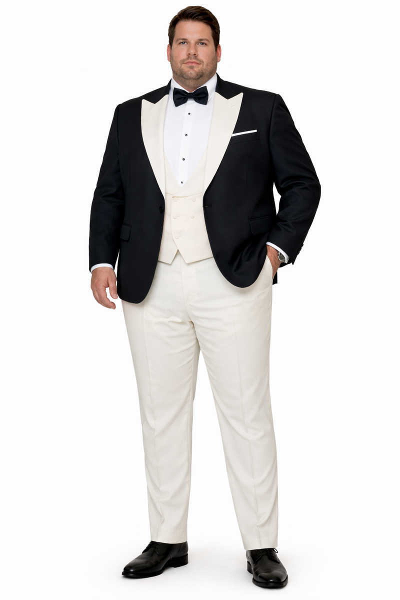 Statement Mens Fashion Tuxedo Ivory 3 Piece Fitted Designer Tuxedo