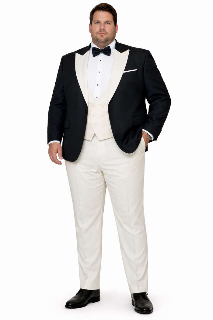 Statement Mens Fashion Tuxedo Ivory 3 Piece Fitted Designer Tuxedo