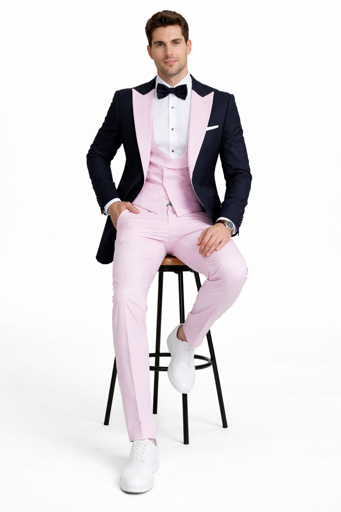 Statement Mens Fashon Tuxedo Pink 3 Piece Designer Tux