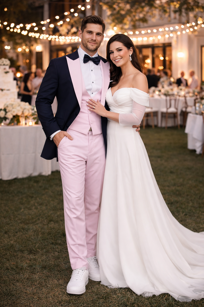 Statement Mens Fashon Tuxedo Pink 3 Piece Designer Tux