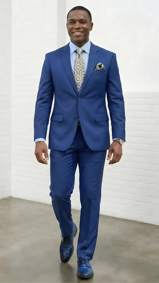 Statement Mens Modern Fit 2 Piece 100% Super 200s Wool Suit